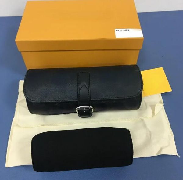 Custodia per orologio impermeabile in pelle da uomo di design di lusso con pochette per custodia da uomo in tela di protezione per orologio da 3 pezzi