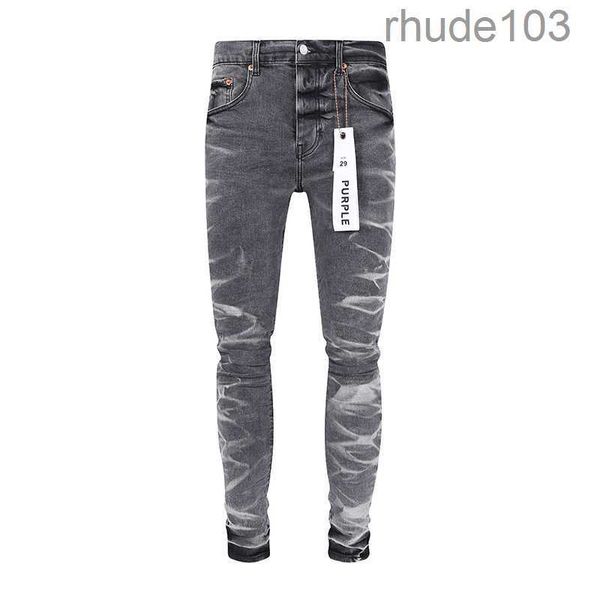 Calça jeans masculina marca roxa enrugada cinza moda masculina streetwear rasgada longa 05YQ 05YQ