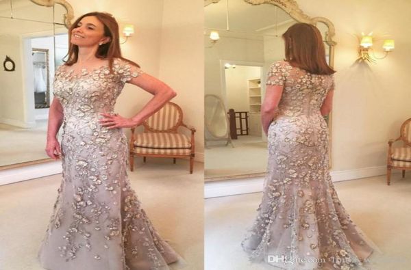 2019 Mangas Curtas Mãe da Noiva Vestidos de Renda Longo Formal Madrinha Noite Festa de Casamento Convidados Vestido Plus Size Custom Made9802010