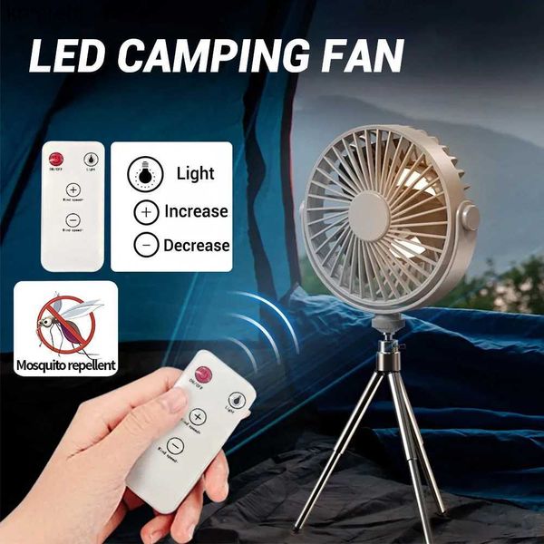 Elektrische Ventilatoren Fernbedienung USB Camping Ventilator 360 Rotation Typ-C Tragbare Drahtlose Decke Elektrische Ventilator mit LED-Licht Stativ Outdoor HomeL240122