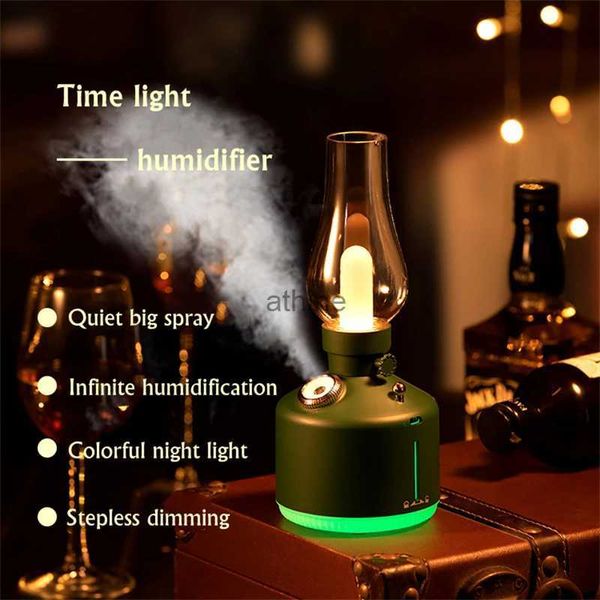 Luftbefeuchter, über USB aufladbar, Retro-Kerosinlampe, Luftbefeuchter mit LED-Licht, Aromatherapie-Diffusor, kabelloser Nebelhersteller für Heimdekoration, YQ240122