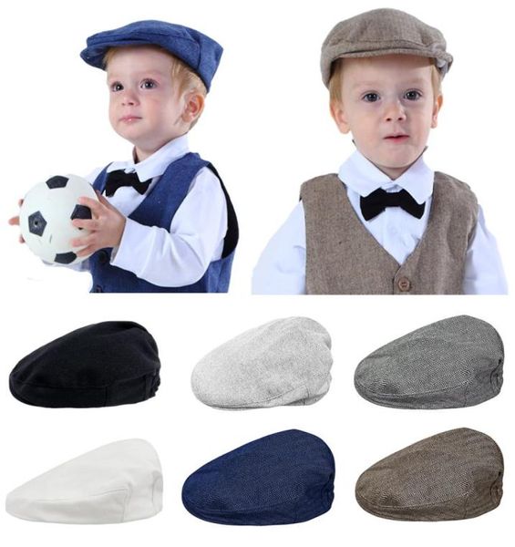 Baby Jungen Fischgräten Flacher Hut Kinder Kind Elastische Baskenmützen Hüte Kinder Party Kappe Säuglingsmütze Kleinkind Deckel Vintage Fahrer Caps2600137