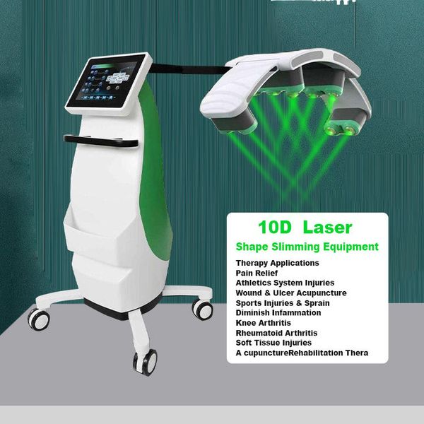 Máquina de emagrecimento corporal para remoção de gordura a laser esmeralda rotativa 10d não invasiva 10 cabeças de diodo 532nm luz verde laser para remoção de celulite máquina a laser frio