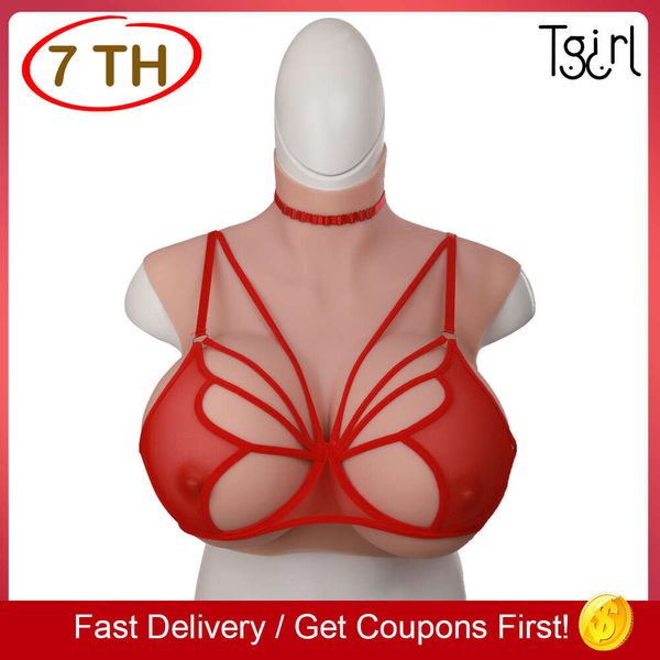 Acessórios de fantasia Atualização 7ª versão Big Fake Boobs Lifelike Soft Silicone Breast Forms para homens Crossdressers Realisticc Tits Cosplay Peito