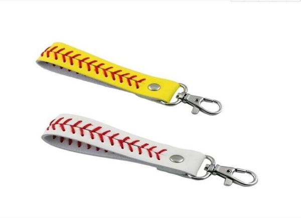 Acessórios esportivos de titânio 20 peças softball ponto couro redondo corrente de beisebol oval chaveiro corda cordão colar chaveiro1648191