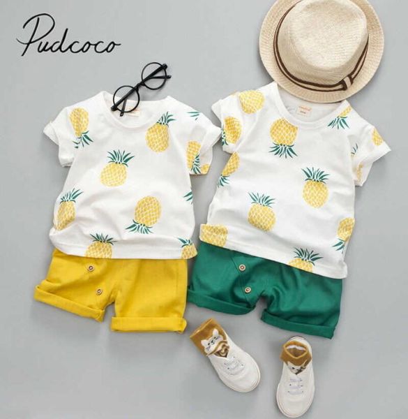 2019 Baby Sommerkleidung Kleinkind Kinder Kinder Baby Junge Ananas Kurzarm Tshir Hosen Outfits Kinder Kleidung x07191002227