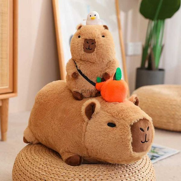 Bonecas de pelúcia capivara brinquedo de pelúcia simulação capibara com frutas boneca fofa animais de pelúcia pingente de bolha presente engraçado para o natal