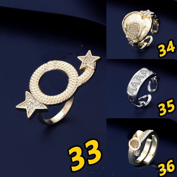 Anello stella hip-hop Anello da donna con lettera zircone con diamante pieno e tendenza di strada con gioielli di moda di design di nicchia che non sbiadiscono con scatola originale + sacchetto regalo