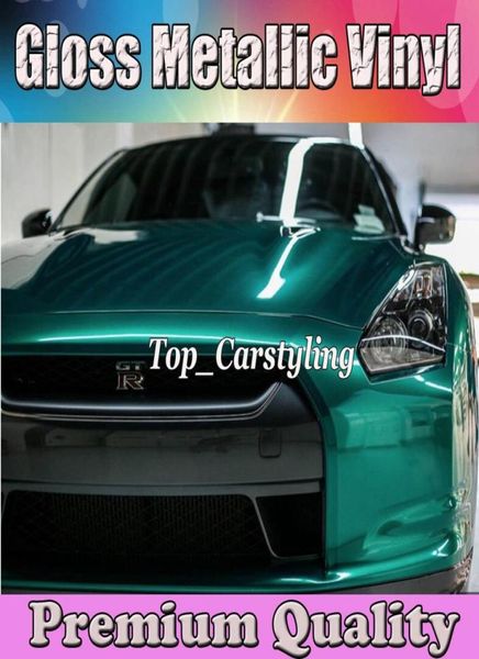 Verde esmeralda brilho metálico doce vinil filme envoltório de carro com canal de ar adesivo metálico brilhante estilo de carro folha de filme fundido tamanho 152172043