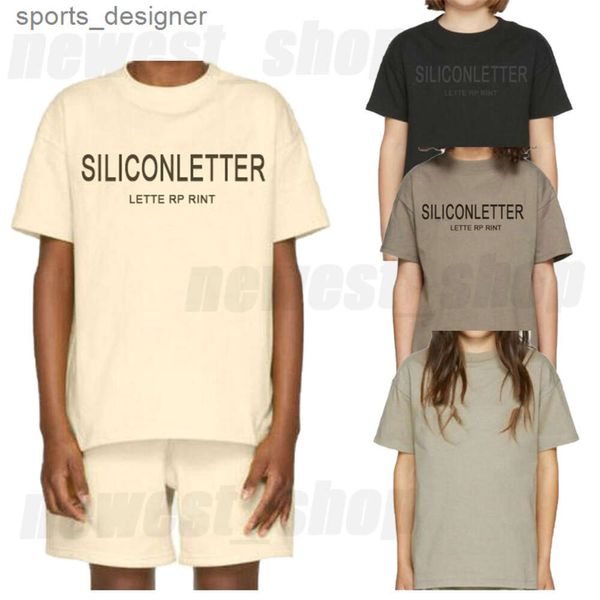 designer bambini oversize sciolto usa t-shirt t-shirt tee top 3D silicone lettera stampa streetwear estate bambini ragazzi ragazze abbigliamento manica corta in cotone tshirt''gg''2C4W