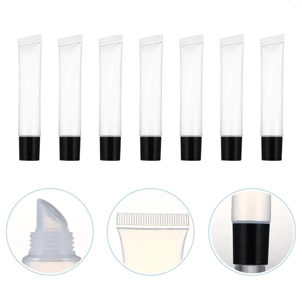 Botellas de almacenamiento 50 PCS Tubo de esmalte de brillo de labios Bálsamos de plástico Botella de contenedor Tubos de manguera transparentes