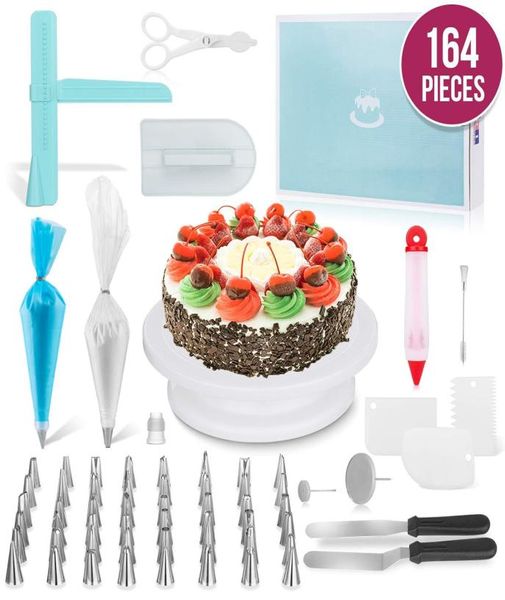 164PCSSet Set di giradischi per torta multifunzione Set di strumenti per decorare torte Kit per pasticceria Ugello per fondente Strumento per cucina Dessert Forniture per cottura3989229