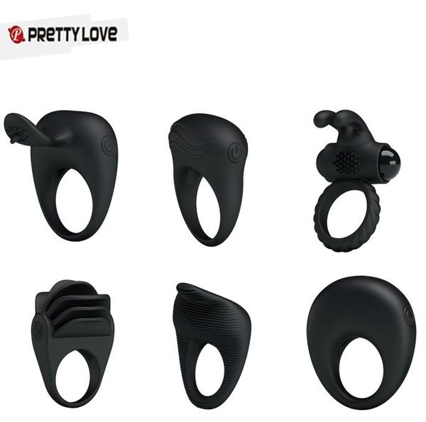 Pretty Love Silicone Vibratório Anel Peniano Anel Peniano Vibrador Cockring brinquedos sexy para homens casais Brinquedo Adulto Anillo Vibrador7867249