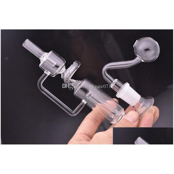 Cachimbos de fumar com alça Mini 14mm Feminino Joint Bongs Recycler Percolator Hookahs Vidro Dab Oil Rig Water Pipe Queimador Drop Delivery H Ot4Ms