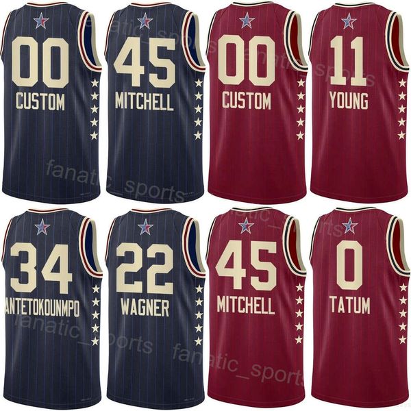 Print All-Star Basketball Jersey 2024 Julius Randle 30 Mikal Bridges 1 Derrick White 9 LaMelo Ball 1 Jrue Holiday 4 Zion 1 Franz Wagner 22 Jalen Brunson 11 Custom Name