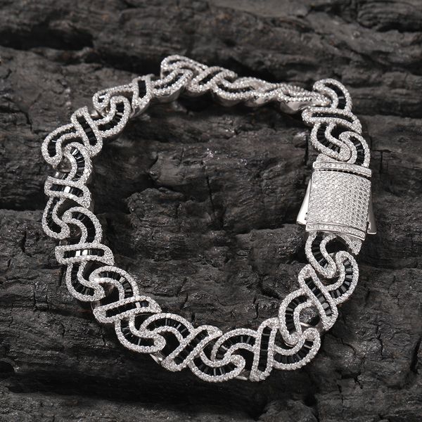 Neue europäische und amerikanische Hip Hop 12 mm 8-Wort-unendliche kubanische Halskette und Armband, bunte Leiter-Zirkon-Halskette, Rap-Modedesigner-Schmuck, Geschenk für Männer und Frauen