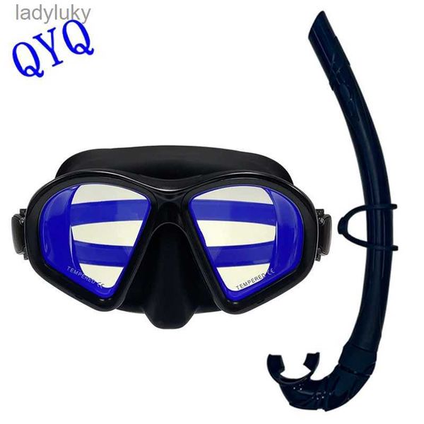 Maschere subacquee QYQ Maschera subacquea alla moda con lente in vetro temperato color ferro elettrolitico Tubo di ventilazione in gel di silice ecologicoL240122