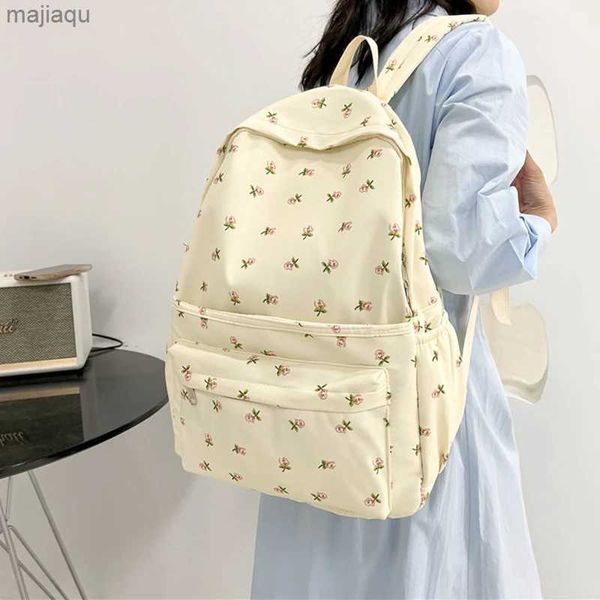 Rucksäcke Koreanische Student Schule Rucksack Floral Weiß Schultaschen Für Teenager Mädchen Nette frauen Rucksack Marke Book Pack Nylon Rucksack