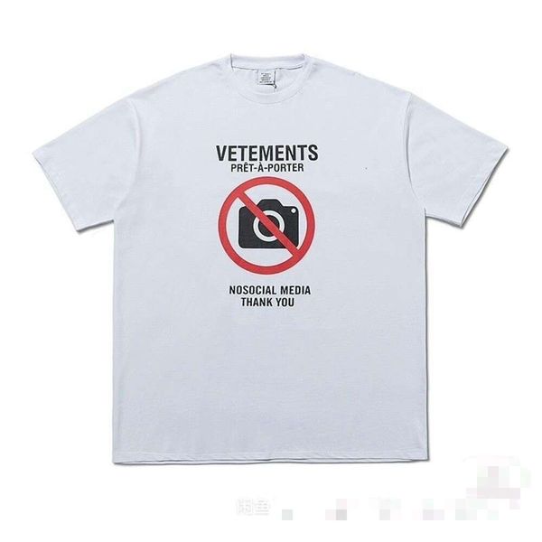 Designer-Marken-Herren-T-Shirts verbieten das Fotografieren mit übergroßem Aufdruck, süßes und locker sitzendes T-Shirt, Unisex, kurzärmelig