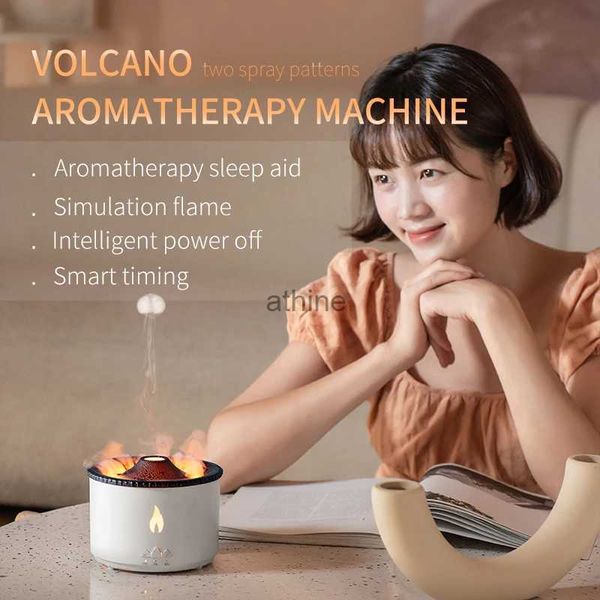 Luftbefeuchter 300ML Volcanic Flame Luftbefeuchter Qualle Aroma Diffusor mit Fernbedienung 2 Farben Nachtlicht Raumduft Luftbefeuchter YQ240122