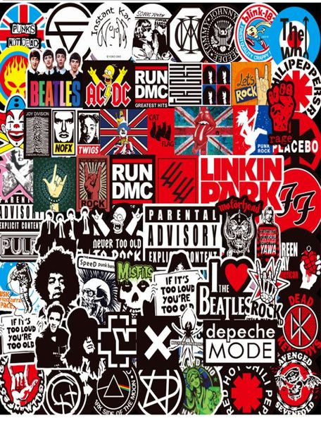 100 pçs rock adesivo música retro banda graffiti jdm adesivos para diy guitarra motocicleta portátil bagagem skate carro snowboard3688210