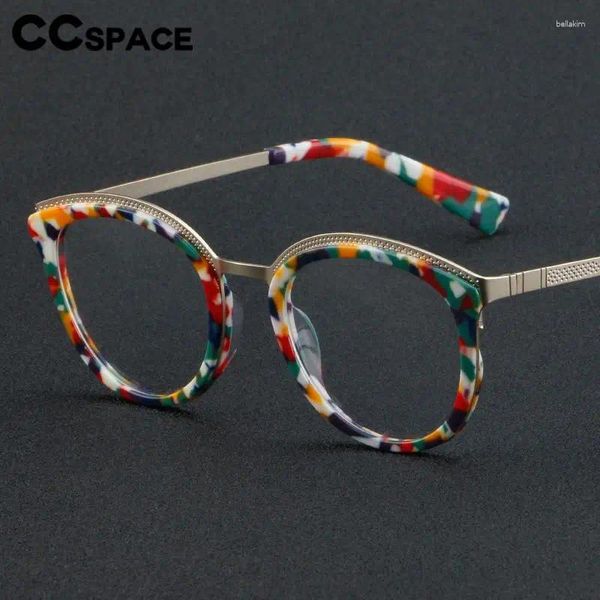 Montature per occhiali da sole 56913 Montatura per occhiali da vista in acetato Occhiali da donna in metallo Occhiali floreali Cat Eye trasparenti di grandi dimensioni