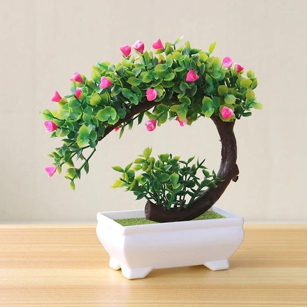 Flores decorativas yomdid plantas artificiais bonsai pequena árvore simulação pote mesa falsa ornamentos de natal decoração interior casa