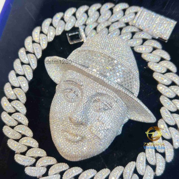 Ожерелья с подвесками 18 мм Vvs Moissanite Iced Out с бриллиантами, золотого цвета, цепочка, ожерелье из стерлингового серебра 925 пробы для мужчин, Майами, кубинское звено KYKA
