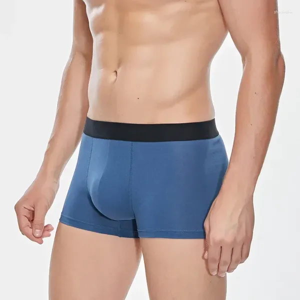 Cuecas masculinas sexy puro algodão cor sólida quatro estações moda respirável meados de cintura independente embalagem plana calças de canto