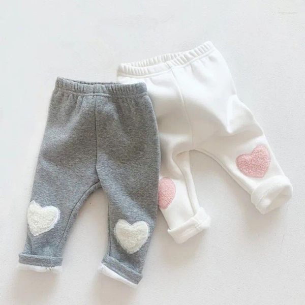 Hosen Mode Baby Mädchen Hosen Herbst Winter Dicke Warme Weiche Kinder Bottom Leggings Kinder Kleinkind Nette Liebe Herz Patch 12-24M