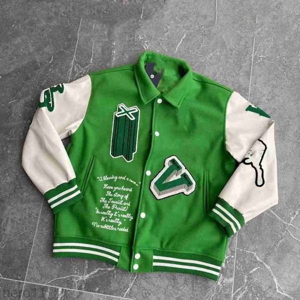 Lois Amarelo 2023 Jaqueta de Beisebol Verde Branco Designer Mens Jaquetas Varsity Animal Carta Toalha Bordado Floral Jaqueta de Beisebol Casais Mulheres Casaco Out FCVO