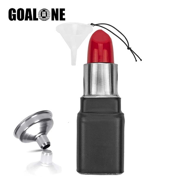 GOALONE 4OZ roter Lippenstiftkolben für Alkohol, tragbar, Edelstahl, Hüfte mit Trichter, Neuheiten, lustige Whiskey-Party, 240122