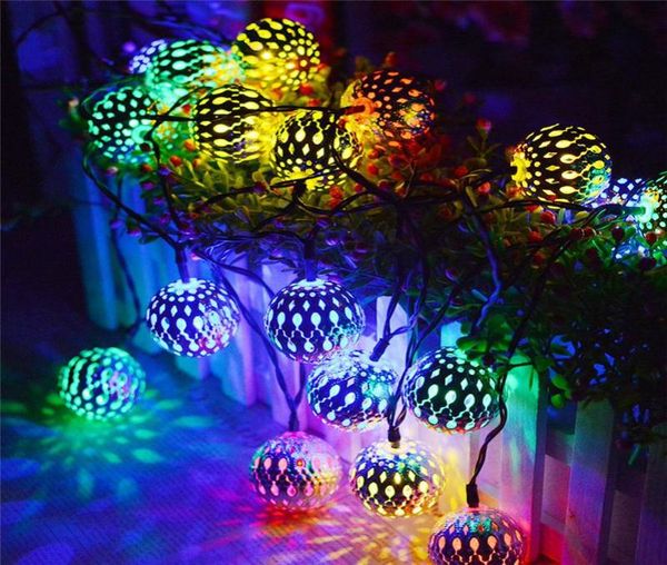 Stringhe 1020 LED Luci della stringa della sfera marocchina Romantica lanterna fata Luce appesa Lampada da giardino Ghirlande Festa di Natale Decor6725610