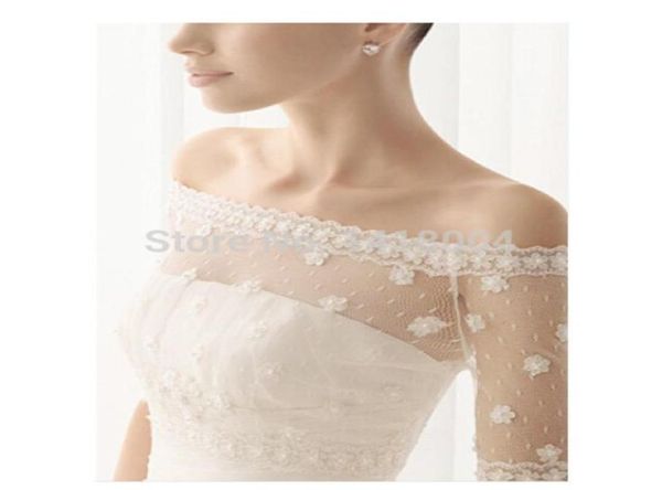 Design exclusivo casamento nupcial envolve meia mangas compridas mais novo laço applique bolero jaquetas xale casacos para vestido de noiva acce3802974