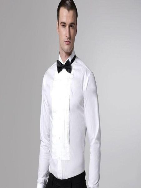 Yüksek kaliteli beyaz düğün damat gömlekler uzun kollu resmi parti balo erkek gömlek yüksek kaliteli sağdıç akşamları gömlek No01444204