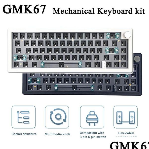 Teclados Gmk67 Kit de junta mecânica 3 modos Nkro USB Bluetooth compatível 2.4G com fio sem interruptor 230414 Drop Delivery Computers Networ Dhxpt