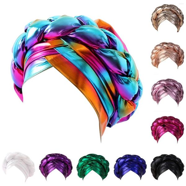 Roupas étnicas Moda Mulheres Beading Trança Chapéu Muçulmano Ruffle Cancer Wrap Cap Sleep Caps Cetim Forrado Cabelo Big Tan Chapéus para