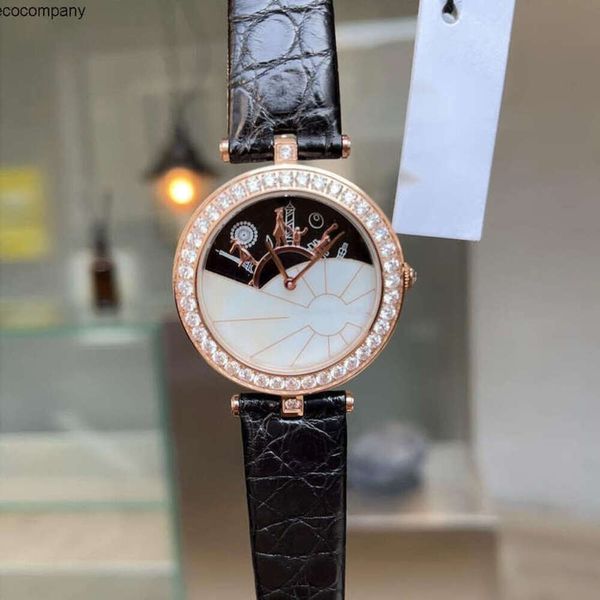 Diamant vierblättriges Kleeblatt VA Damenmode Uhr Luxus Cleefly Kausal Designer Van Neuer Damengürtel Diamant Dünn Wasserdicht Charms Schmetterling Montre De Lux