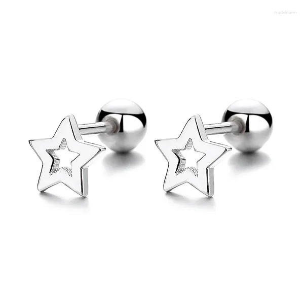 Stud Küpe 925 STERLING Silver Hollow Yıldız Kadınlar için Simple Thread Twist Tokalı Kızlar Düğün Mücevherleri