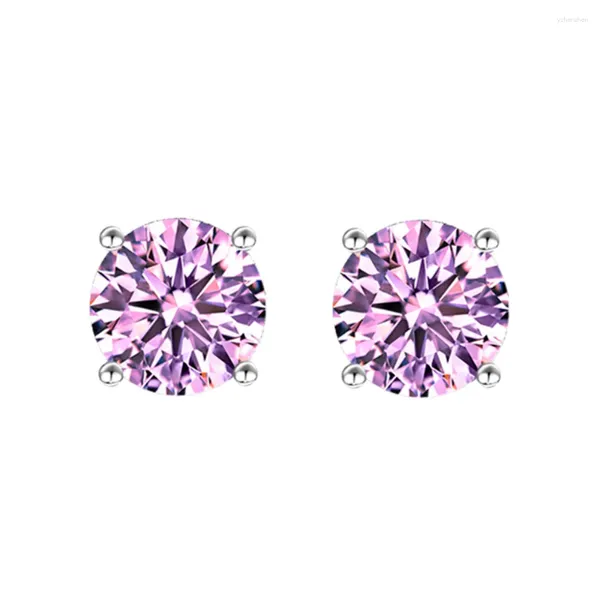 Brincos de pino clássico conjunto de quatro garras 6 mm diamante rosa prata esterlina 925 5A zircão