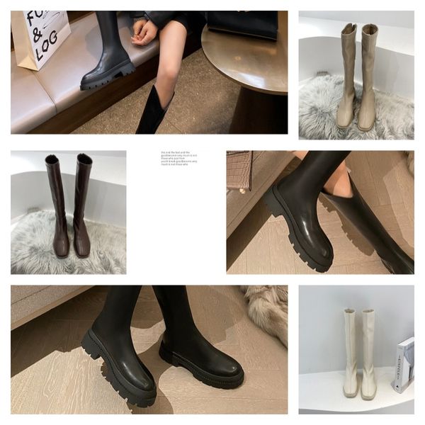 Luxus Design Stiefel Kanal Frauen Retro Winter Warm Schnee Rutschfeste High Heel Martin Ritter Quaste Casual Socken Stiefel 36-40