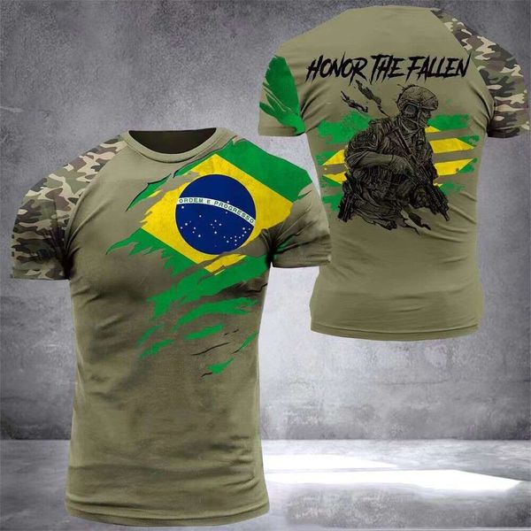 2024New Mens Camisetas Exército-Veterano 3D Impressão Soldado Americano Casual Pescoço Redondo Solto Manga Curta Camuflagem Comando Roupas Masculinas Nize Max Xxs-6Xl 688