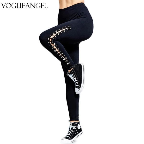 Capris Donne ad alta vita Lace Up Bandage Leggings FIESS MEGGE