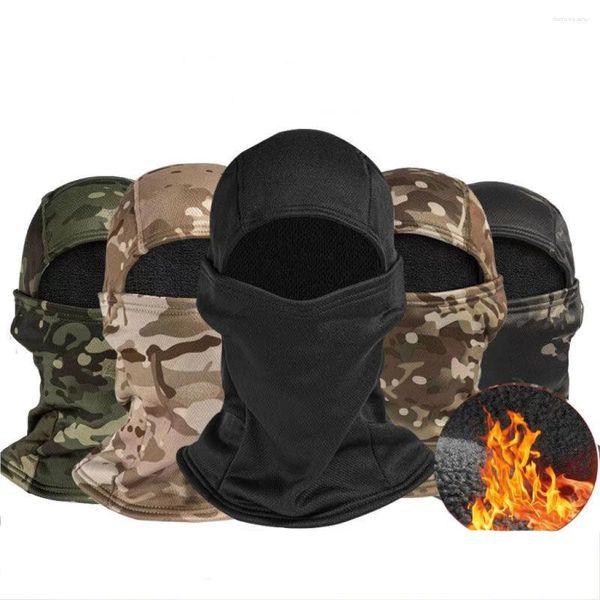 Berretti In Pile Invernale Militare Tattico Camouflage Passamontagna Cap Ciclismo Antivento Maschera Integrale Caccia All'aperto Sci Sciarpa Calda