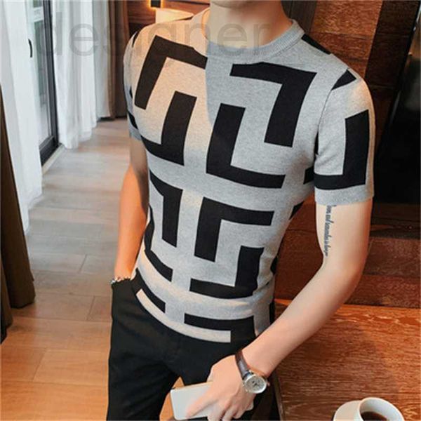 Designer Nuovo maglione color block da uomo girocollo primavera ed estate versione coreana slim casual a maniche corte stile britannico top con stampa di moda 4XL QQ25