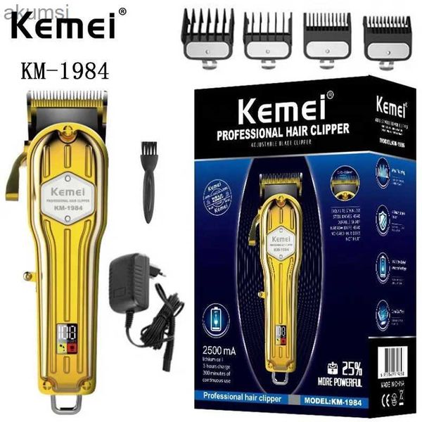 Haarschneidemaschinen Kemei KM-1984 Großhandel Männer Haushalt Haarschneidemaschine Schnellladung Salon Professionelle Metall Schnurlose Elektrische Haarschneidemaschine YQ240122