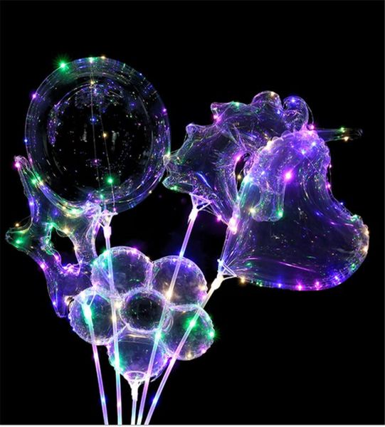 LED Bobo Balão Luminoso Transparente 3M Luzes Coloridas Bolas Chirstmas Festa de Casamento Decoração Presentes Árvore Unicórnio Forma de Estrela C18029545