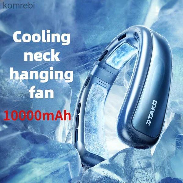 Fãs elétricos Xaomi Portátil Neckband Fan 10000mAh USB Recarregável 3 Gear Mini Bladeless Neck Cooler Ventilador Elétrico para Esportes ao Ar Livre de VerãoL240122