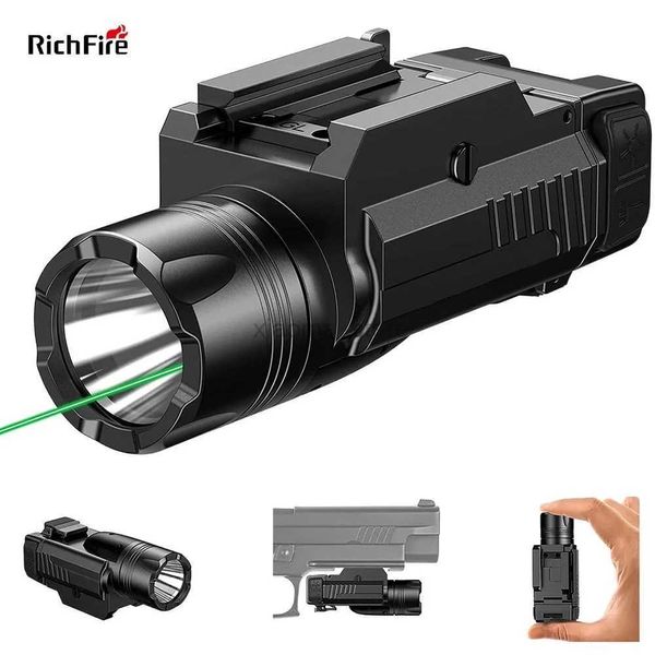 Lanternas Richfire Pistola Lanterna Laser Combo 1000 Lumens Arma Tocha Arma Tática Luz para Glock Taurus 20mm Rail Montado 240122