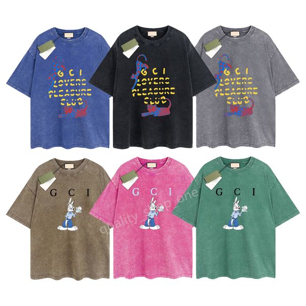 Mens Designer Gu T-shirt Vintage Retro Lavado Camisa Marca de Luxo Camisetas Mulheres Manga Curta Camiseta Verão Causal Tees Hip Hop Tops Shorts Roupas Várias Cores G-37